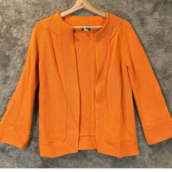 J Crew Orange Open Chunky Cardigan Sweater S Small Wool Cashmere Blend Halloween - Picture 1 of 6